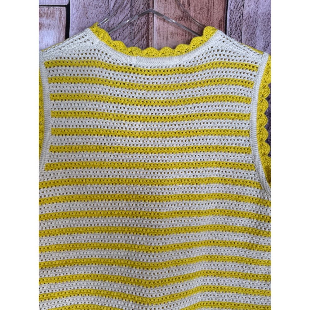 Boden Crochet Open Knit Sweater Tank Scallop Yellow White Summer Resort Small - Picture 5 of 8